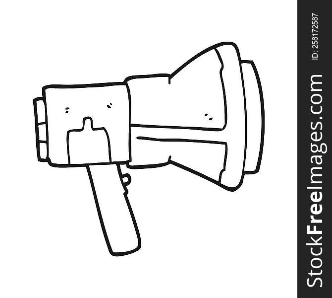freehand drawn black and white cartoon megaphone