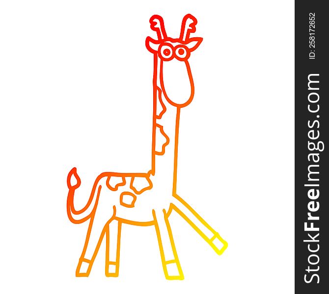 warm gradient line drawing of a cartoon funny giraffe