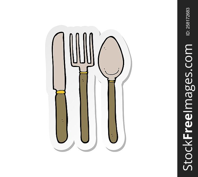 sticker of a cartoon knife fork spoon