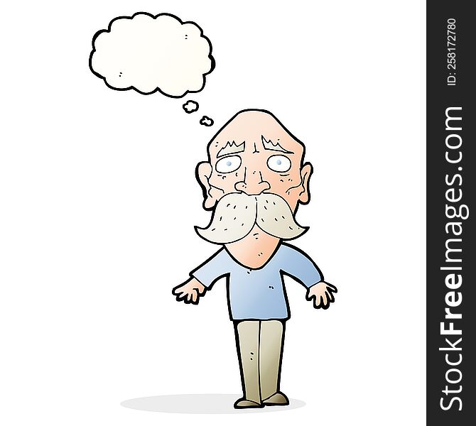 Cartoon Sad Old Man With Thought Bubble