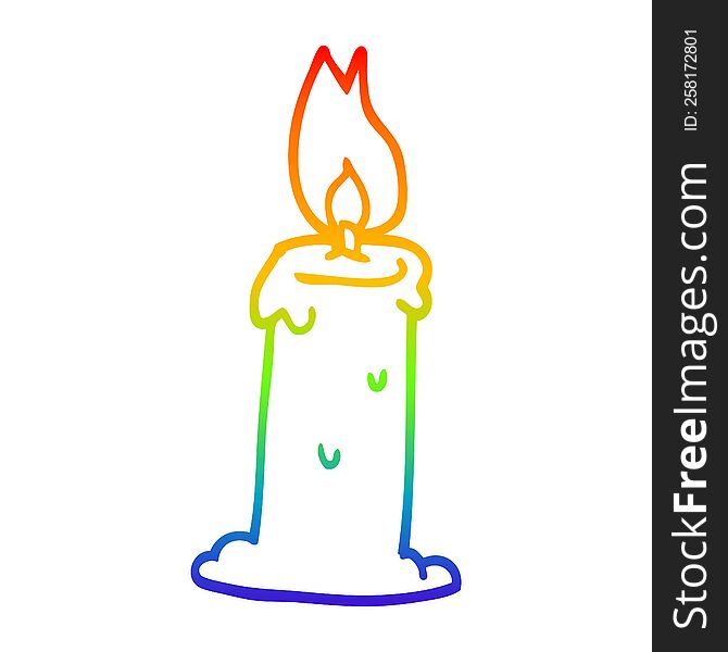 rainbow gradient line drawing of a carton candle