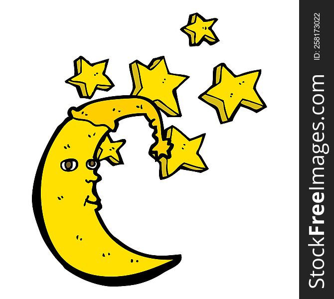 sleepy moon cartoon