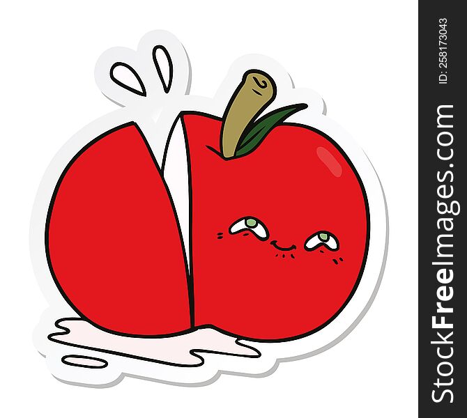 Sticker Of A Cartoon Sliced Apple