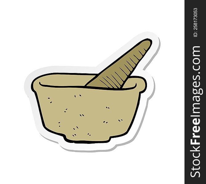 Sticker Of A Cartoon Pestle And Mortar