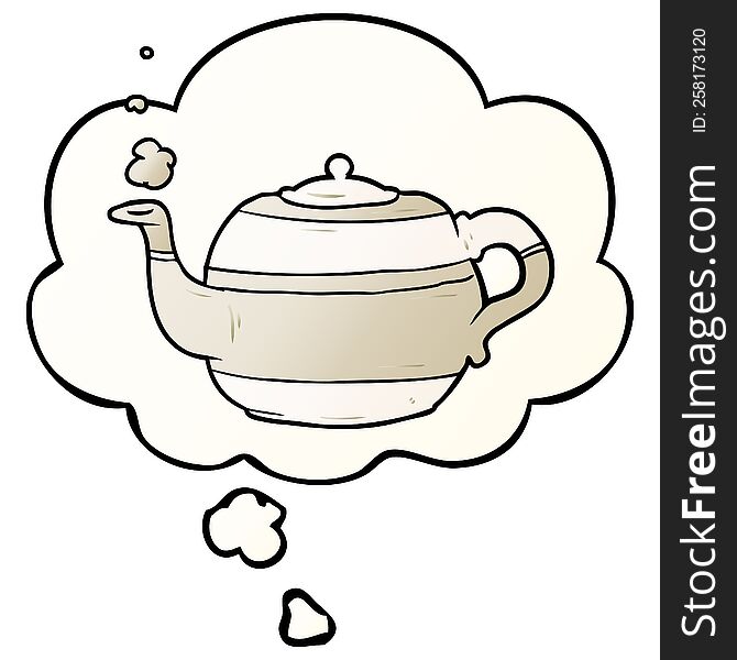 cartoon teapot with thought bubble in smooth gradient style