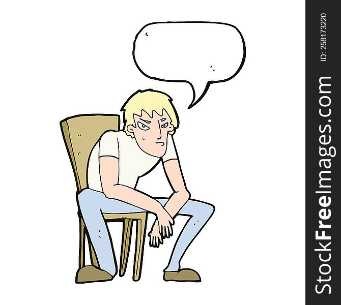 Cartoon Dejected Man With Speech Bubble