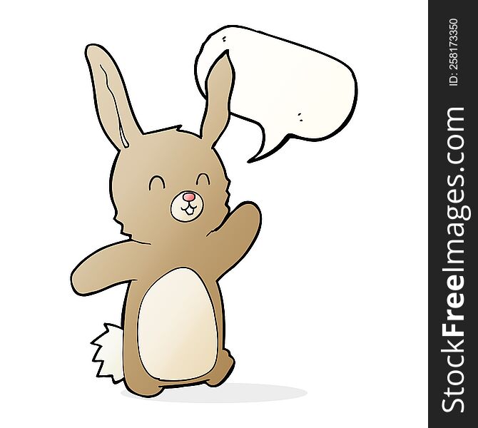 Cartoon Happy Rabbit With Speech Bubble