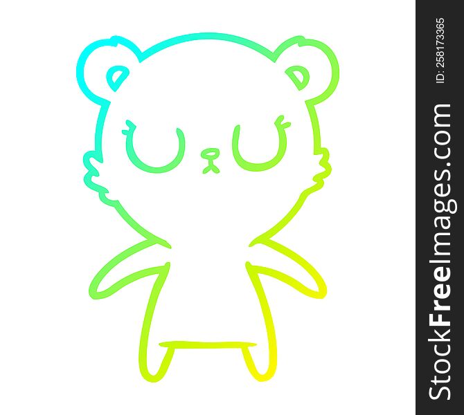 Cold Gradient Line Drawing Peaceful Cartoon Bear Cub