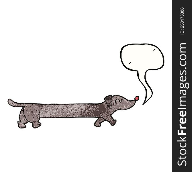 freehand speech bubble textured cartoon dachshund