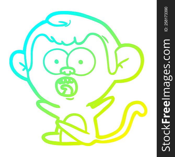 Cold Gradient Line Drawing Cartoon Shocked Monkey