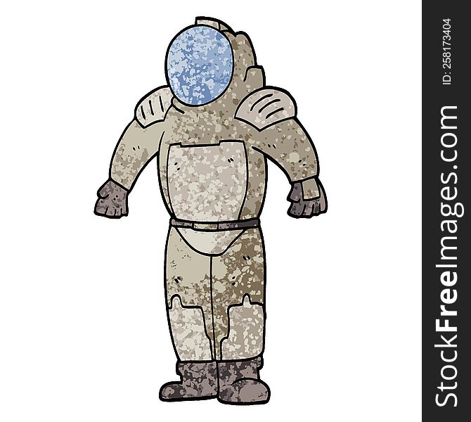 Grunge Textured Illustration Cartoon Space Man