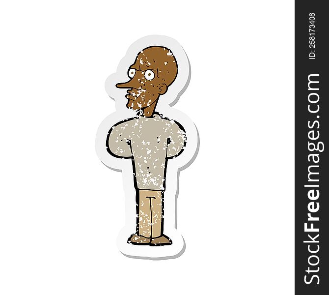 retro distressed sticker of a cartoon evil bald man