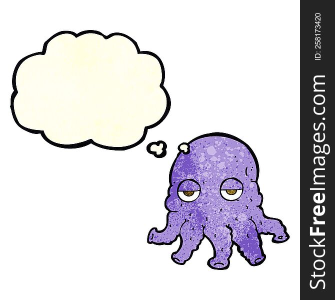 Cartoon Alien Squid Face With Thought Bubble