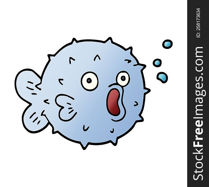 cartoon doodle blow fish