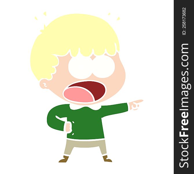 flat color style cartoon shocked man pointing