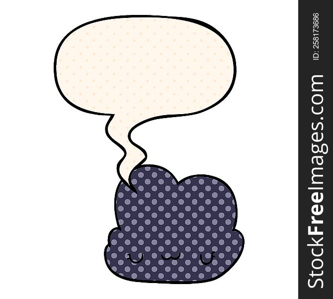 Cute Cartoon Cloud And Speech Bubble In Comic Book Style