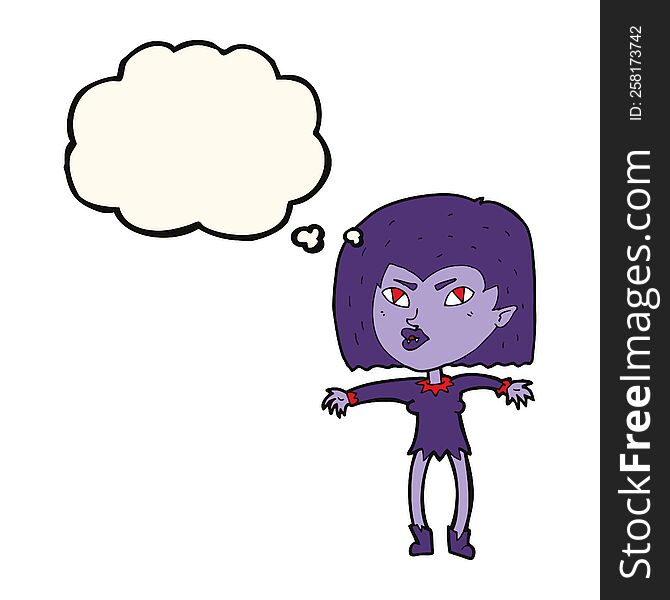Cartoon Vampire Girl With Thought Bubble