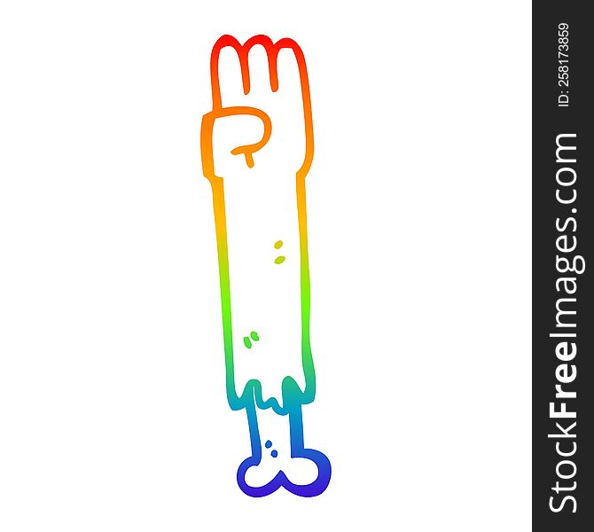 rainbow gradient line drawing of a cartoon zombie arm