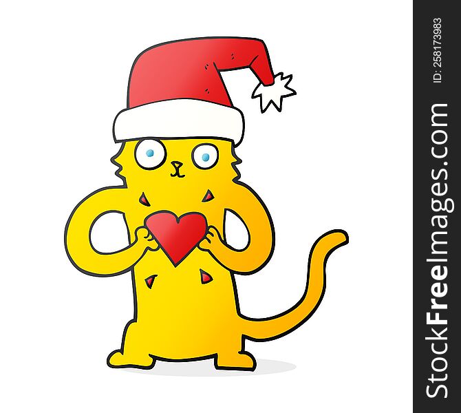 Cartoon Cat Loving Christmas