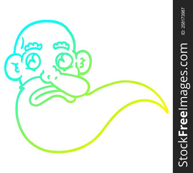 cold gradient line drawing of a cartoon grumpy old man