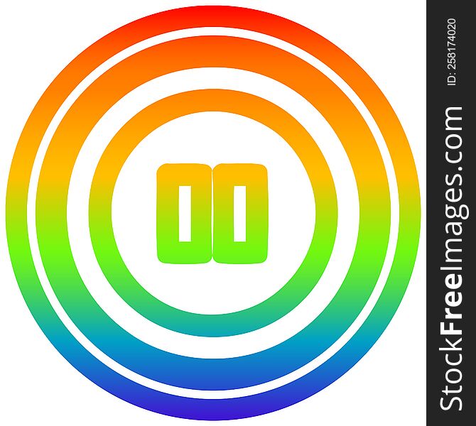 pause button circular icon with rainbow gradient finish. pause button circular icon with rainbow gradient finish