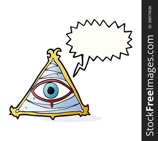 Cartoon Mystic Eye Symbol With Speech Bubble