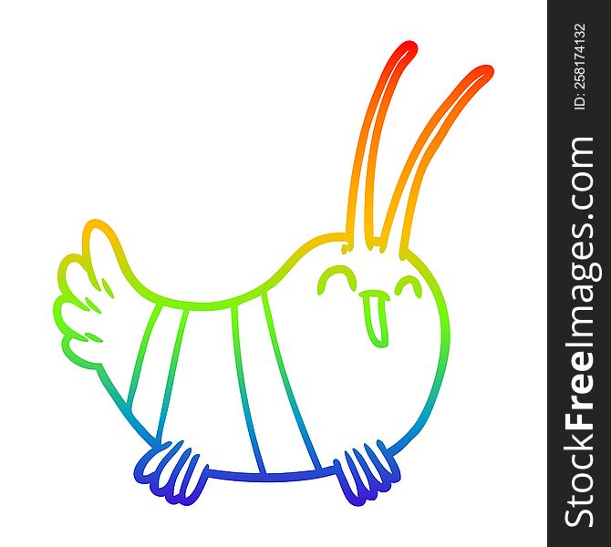 rainbow gradient line drawing cartoon crayfish