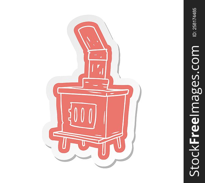 Cartoon Sticker Of A House Furnace