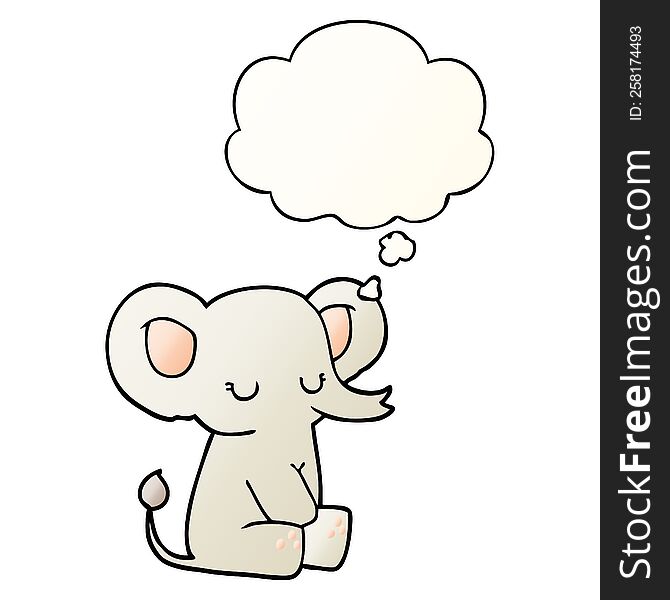Cartoon Elephant And Thought Bubble In Smooth Gradient Style