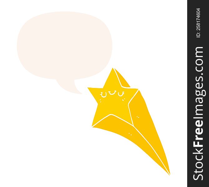 Cartoon Shooting Star And Speech Bubble In Retro Style