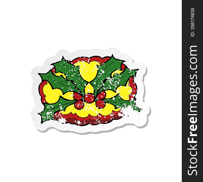 retro distressed sticker of a cartoon holly symbol