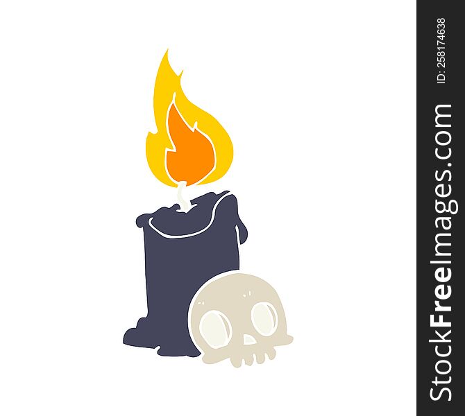 Flat Color Style Cartoon Skull And Candle