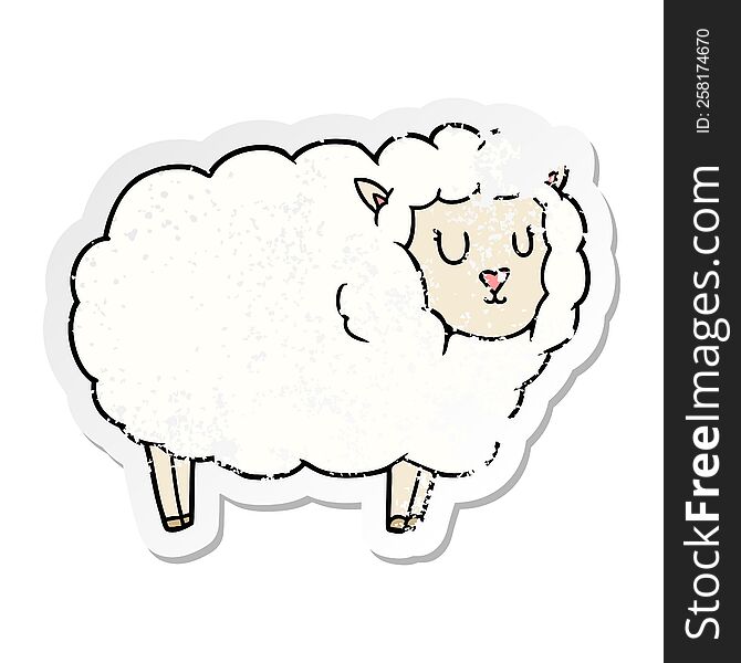 Distressed Sticker Of A Cartoon Sheep