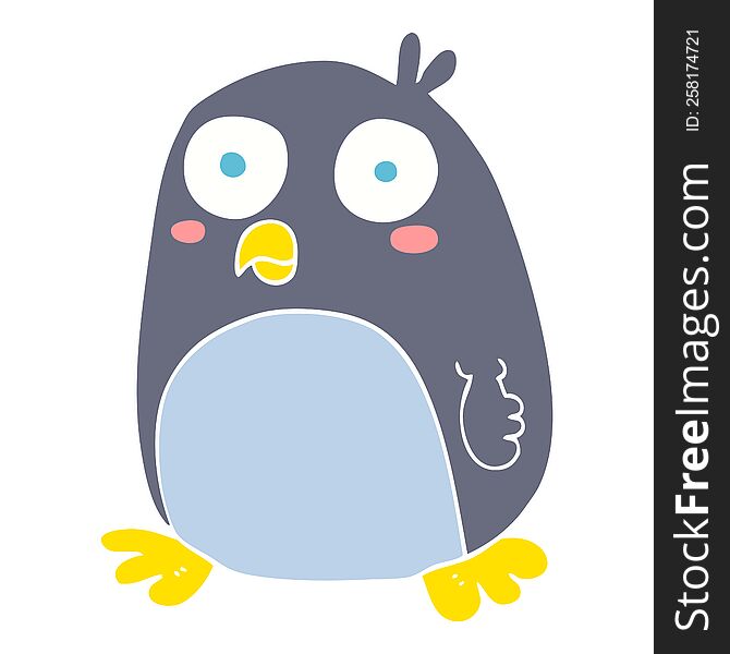Flat Color Illustration Of A Cartoon Penguin