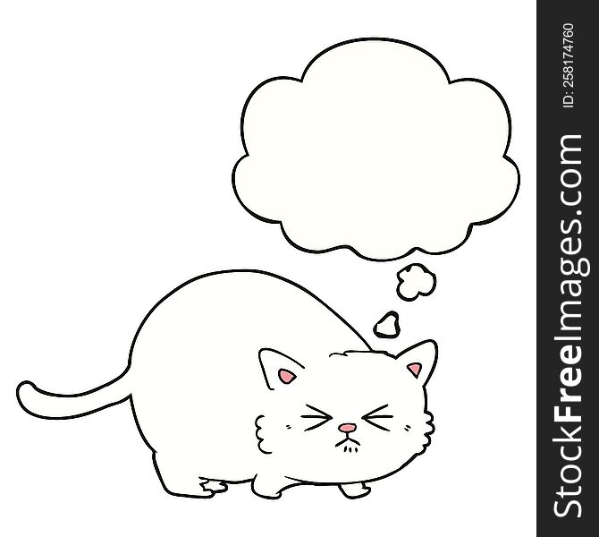 cartoon angry cat with thought bubble. cartoon angry cat with thought bubble