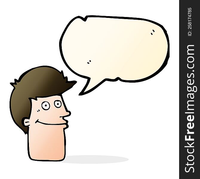 Cartoon Smiling Man With Speech Bubble