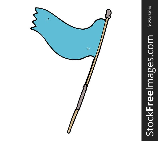 cartoon doodle of a blue flag