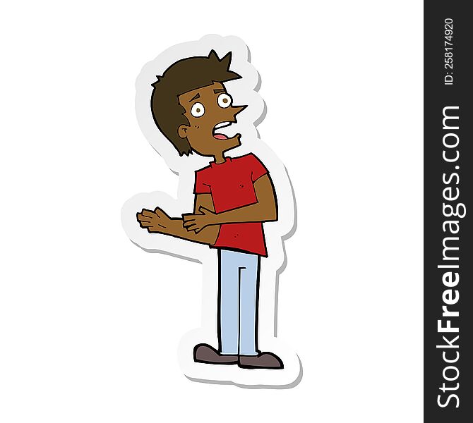 Sticker Of A Cartoon Man Making Excuses