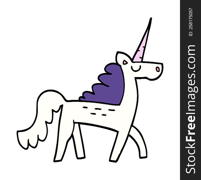 Cartoon Doodle Mystical Unicorn