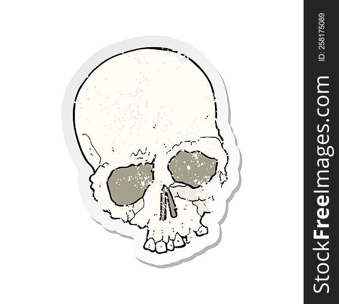 Retro Distressed Sticker Of A Cartoon Spooky Old Skull