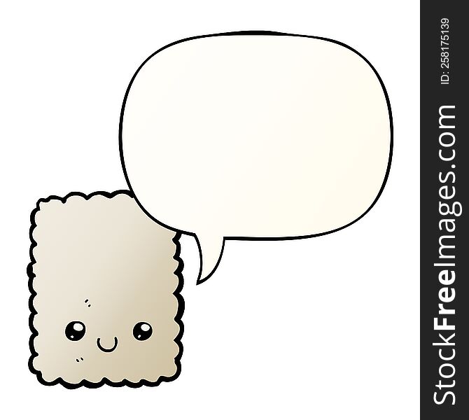 cartoon biscuit with speech bubble in smooth gradient style