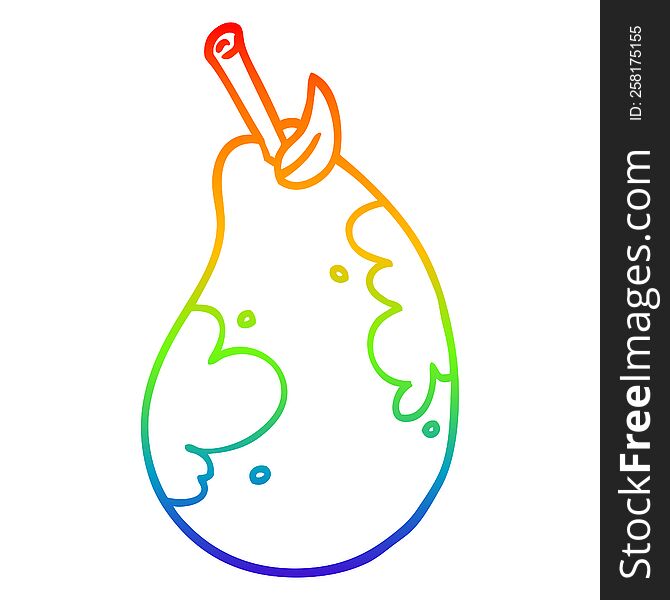 Rainbow Gradient Line Drawing Cartoon Fresh Pear