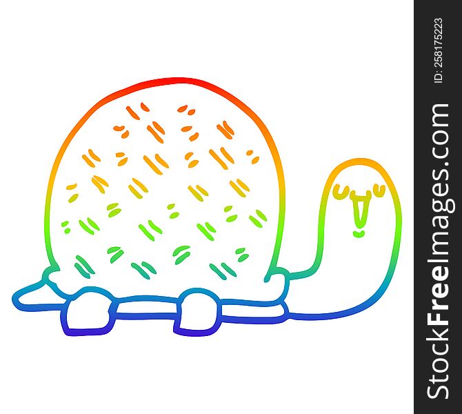 Rainbow Gradient Line Drawing Cute Cartoon Turtle