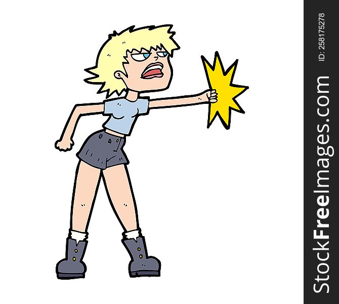 cartoon woman punching