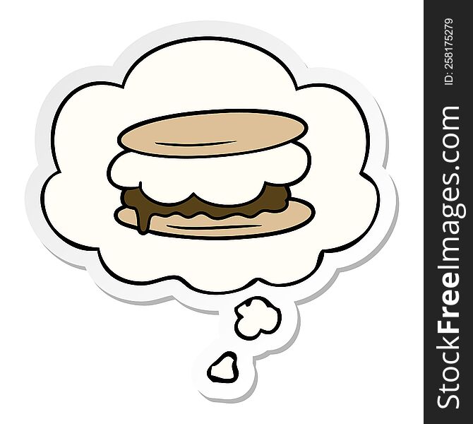 Smore Cartoon And Thought Bubble As A Printed Sticker
