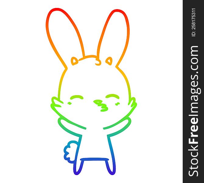 rainbow gradient line drawing curious bunny cartoon