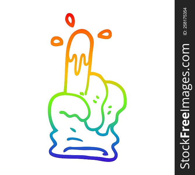 rainbow gradient line drawing of a cartoon rubber glove