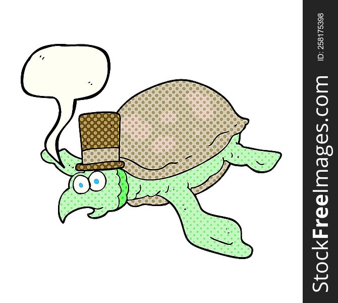 freehand drawn comic book speech bubble cartoon turtle