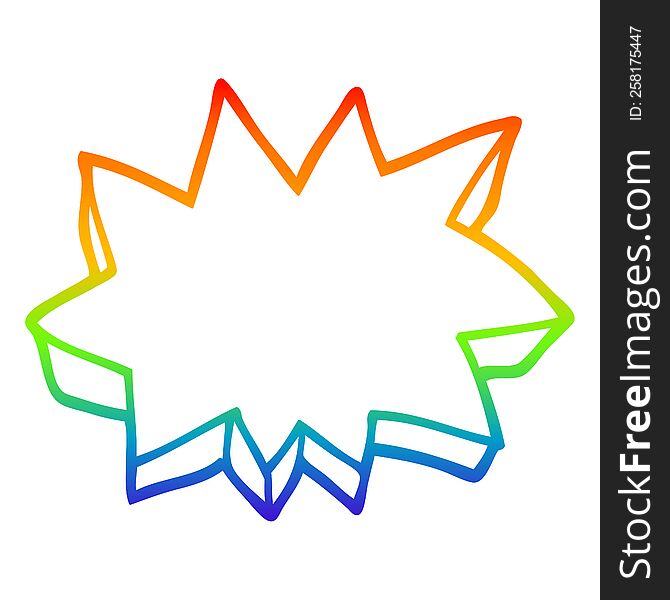rainbow gradient line drawing of a cartoon decorative explosion
