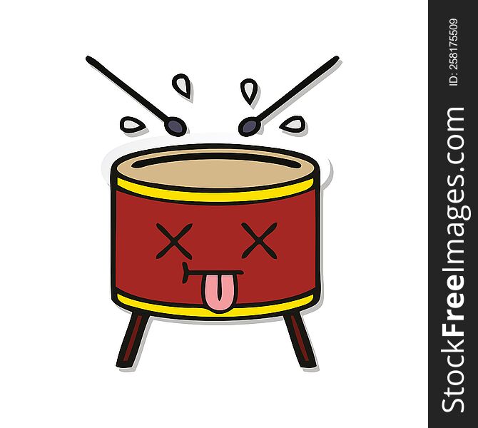 sticker of a cute cartoon drum